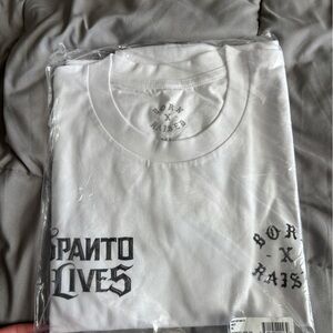 BORN X RAISED spanto lives limited drop new in bag White Tee with Black Graphics